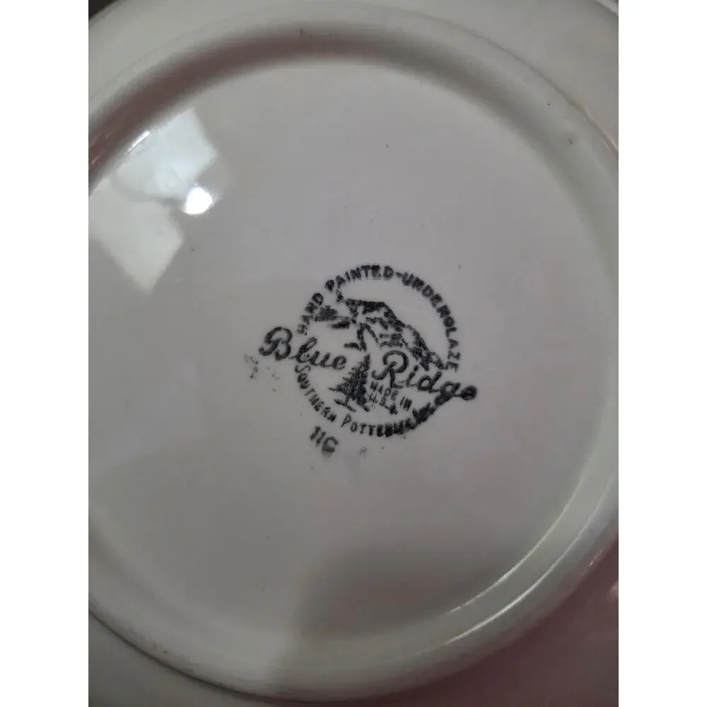 Vtg Blue Ridge Plaid Serving Bowl Large Pottery Cottage Core Prairie